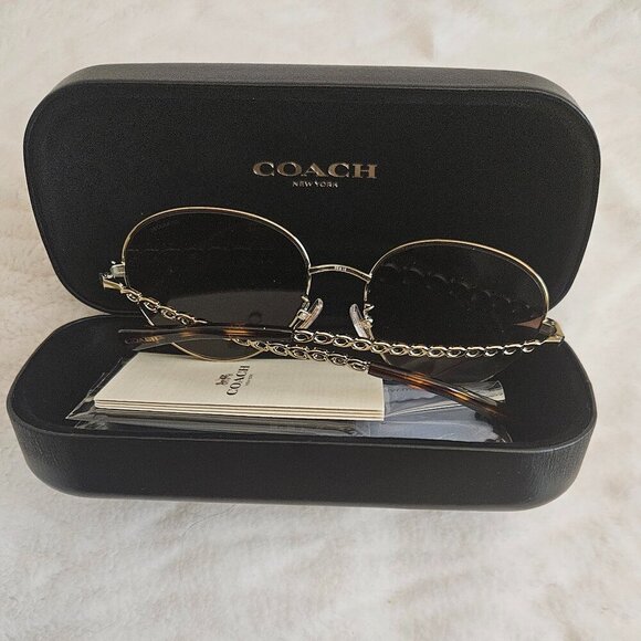 COACH Sunglasses – Light Gold Frame / Brown Gradient Lenses - Picture 1 of 2
